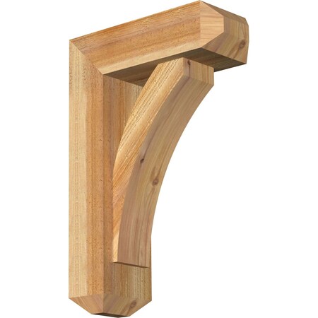 Ekena Millwork Thorton Craftsman Rough Sawn Bracket w/ Offset Brace, Western Red Cedar, 6"W x 16"D x 24"H BKT0604X16X24THR04RWR